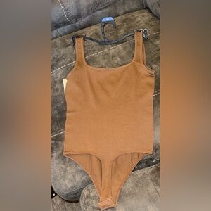 No Boundaries Brown Ribbed Tank One-Piece Bodysuit